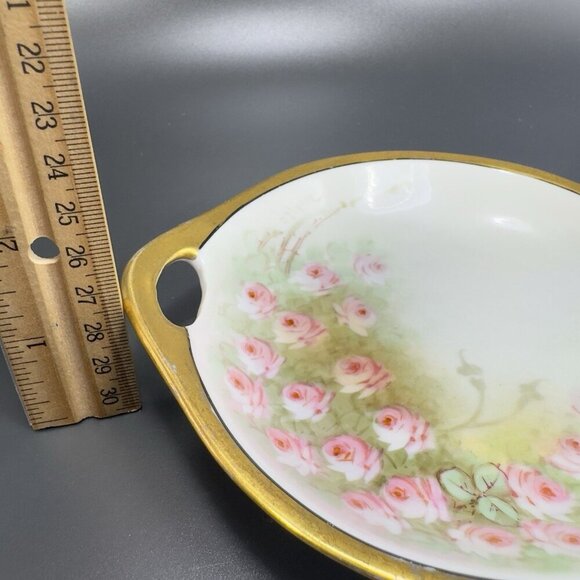 1960s German Porcelain Hand Painted Dish Plate With Handle Artist Signed Vintage - Picture 4 of 13